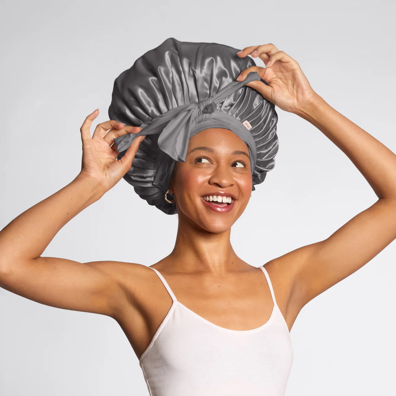 Charcoal Oversized Satin Bonnet - Image 2