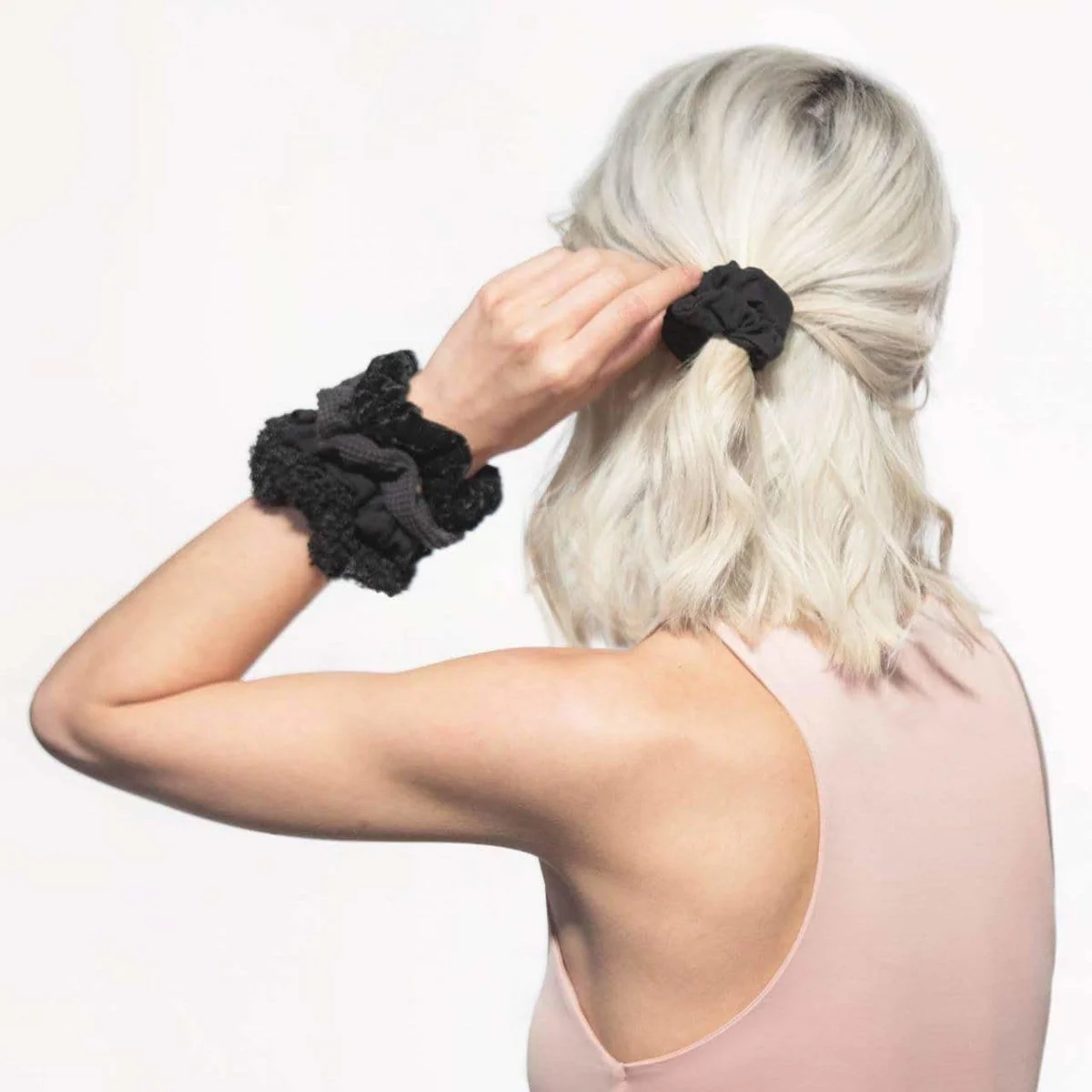 Assorted Textured Scrunchies in Black - Image 2