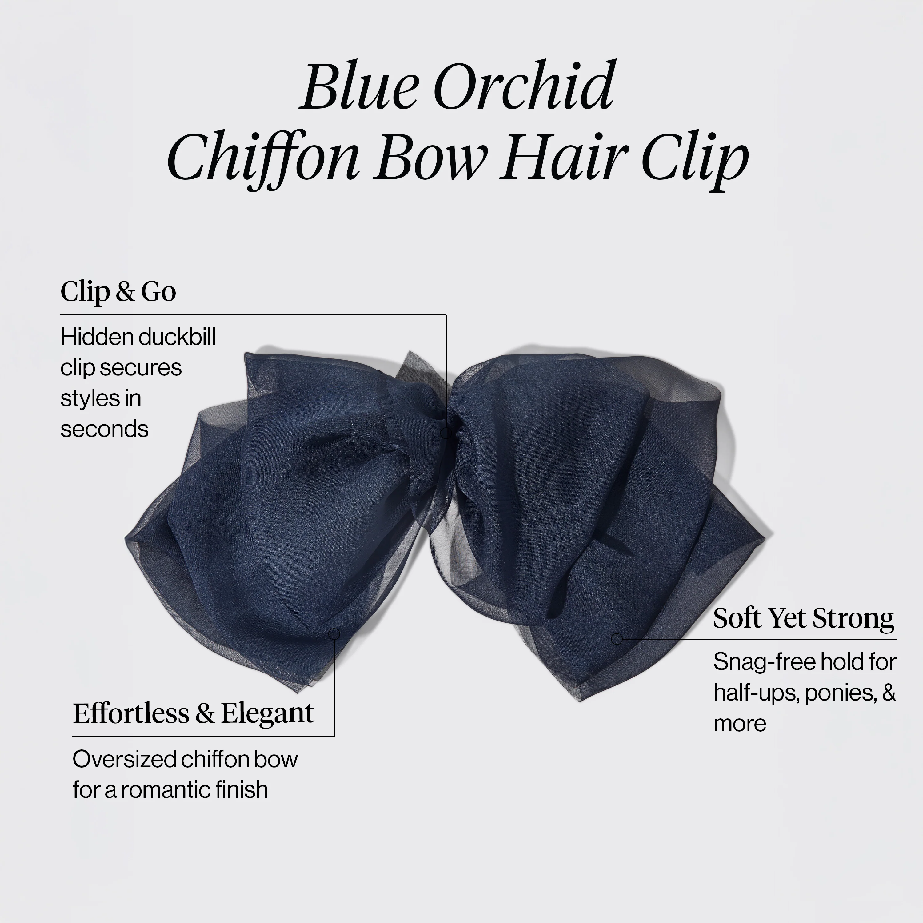 Blue Orchid Chiffon Bow Hair Clip - Image 2