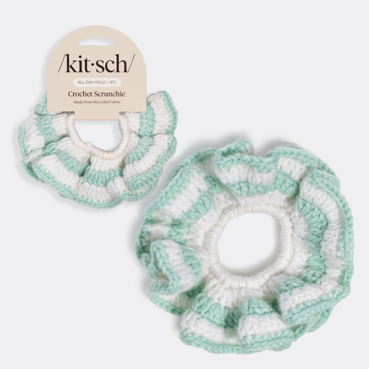 Seafoam Blue Crochet Scrunchie