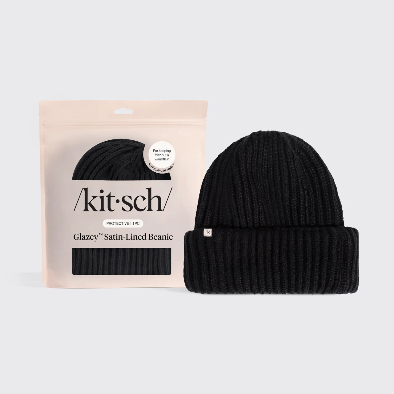Glazey™ Satin-Lined Beanie in Black