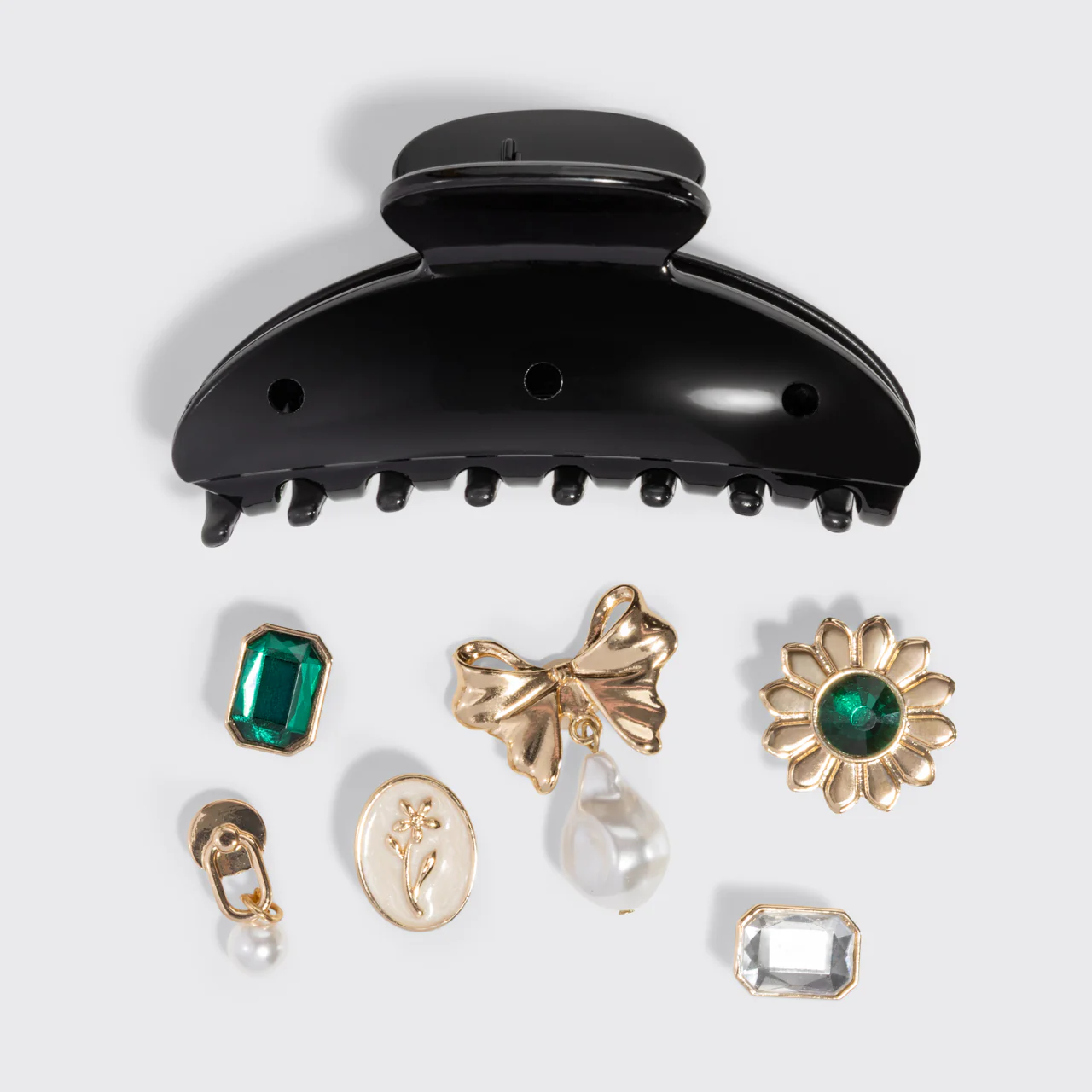 KitschPop™️ Curved Claw Clip & Charms in Vintage Black - Image 6