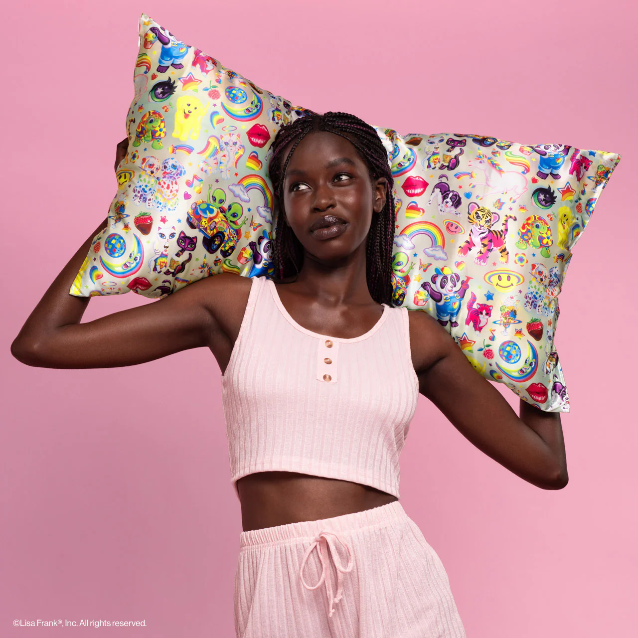 Lisa Frank x Kitsch Satin Pillowcase in The Fantastic World of Lisa Frank - King - Image 3