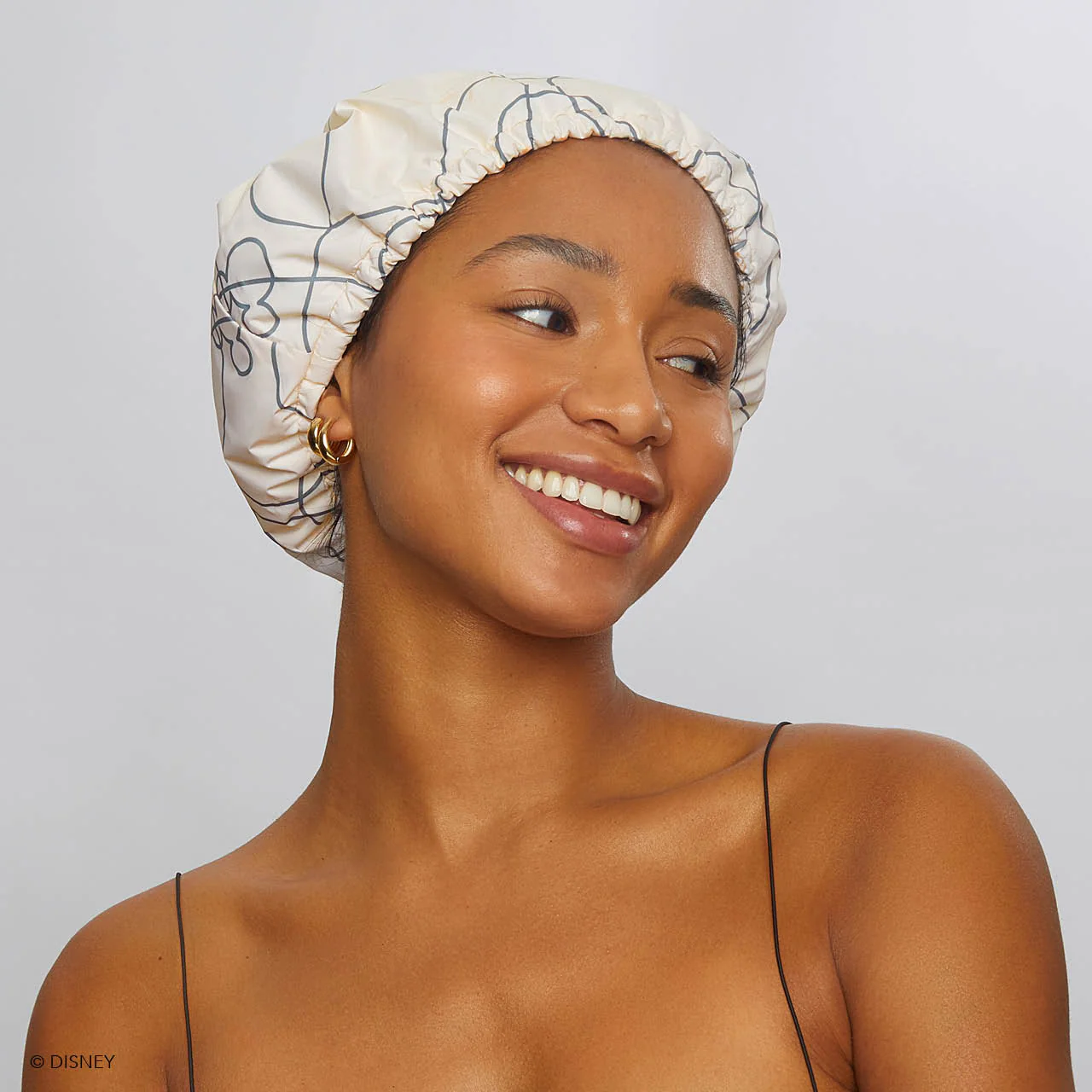 Kitsch x Mickey and Minnie Satin Flexi Shower Cap in Mickey Maze - Image 2