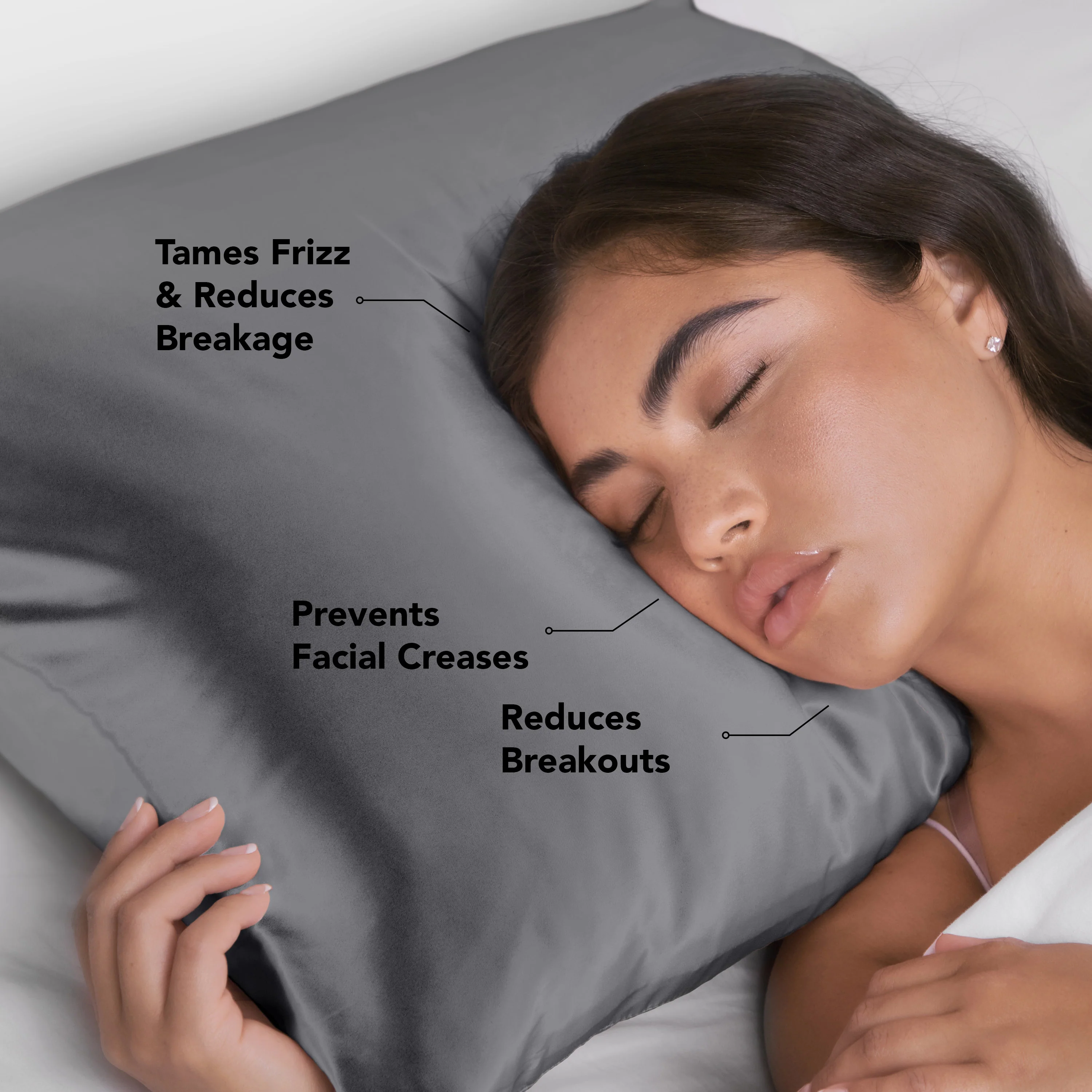 Satin Pillowcase in Charcoal 2 Pack Bundle - Image 4