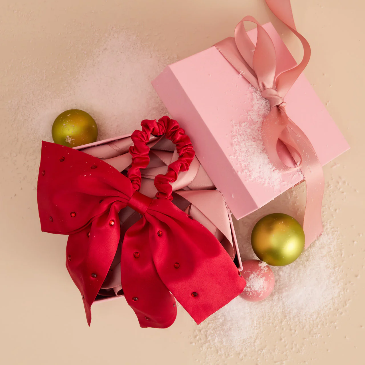 Satin & Rhinestone Bow Scrunchie - Image 3