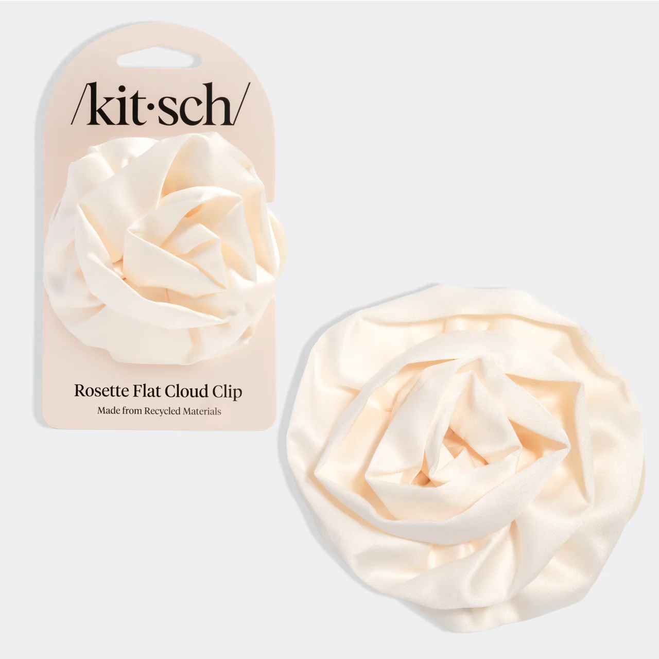 Satin Rosette Flat Cloud Clip in Cream - Medium