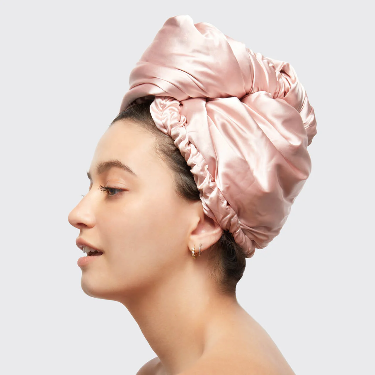 Blush Satin Wrapped Hair Towel - Image 4