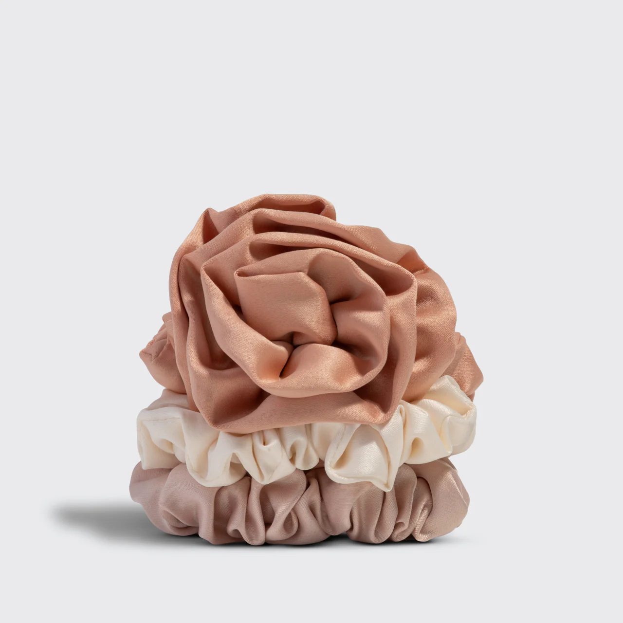 Terracotta Rosette Ruched Satin Scrunchies - Image 3